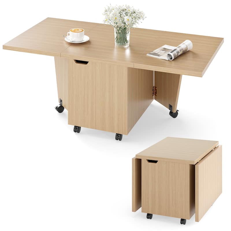 Costway Foldable Coffee Table 48" Extendable Center Table with Storage - See Details - Oak