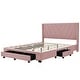preview thumbnail 38 of 42, Queen Linen Upholstered Platform Bed with Storage Drawers & Headboard