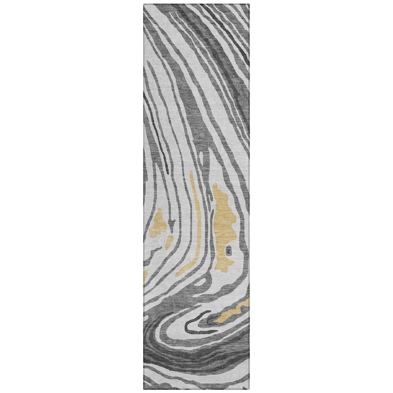 Machine Washable Indoor/ Outdoor Abstract Brushstrokes Chantille Rug