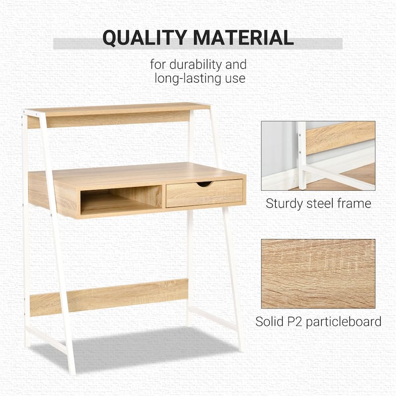 Particleboard Steel Writing Desk with Storage Shelf Drawer