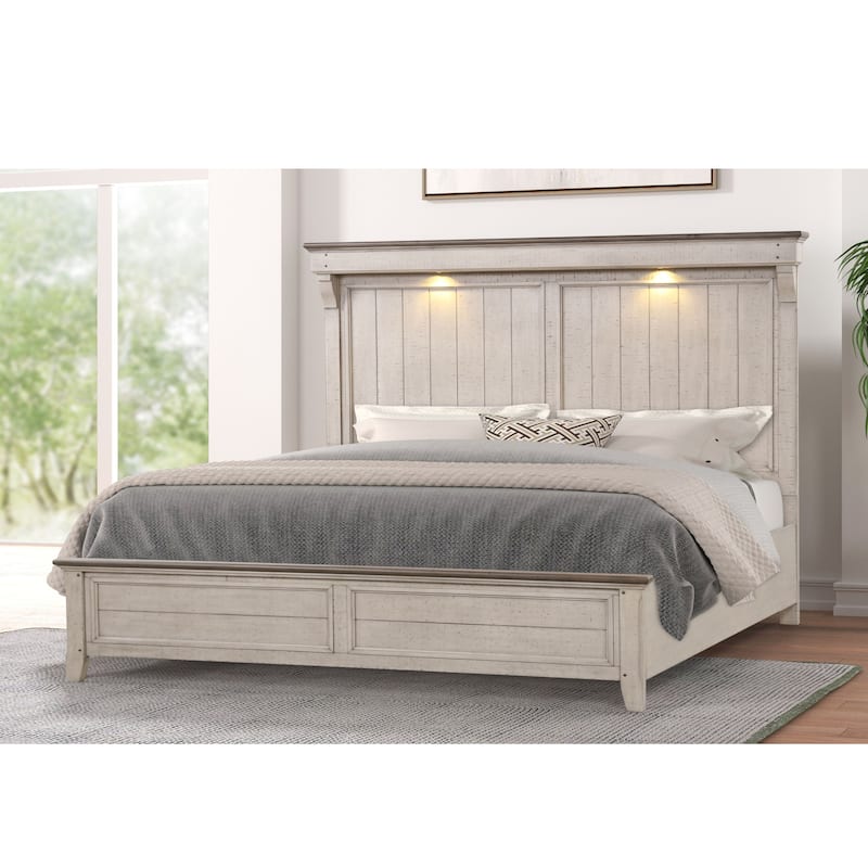 Roundhill Furniture Walcott 5-Piece Bedroom Set with Touch LED Lighting