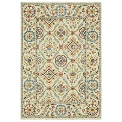 Style Haven Federica Bohemian Medallions Ivory/ Multi Fringe Edge Area Rug