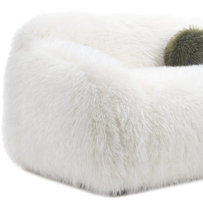 Furniture of America Cynra Modern 45-inch Faux Fur Swivel Arm Chair with Ball Pillow