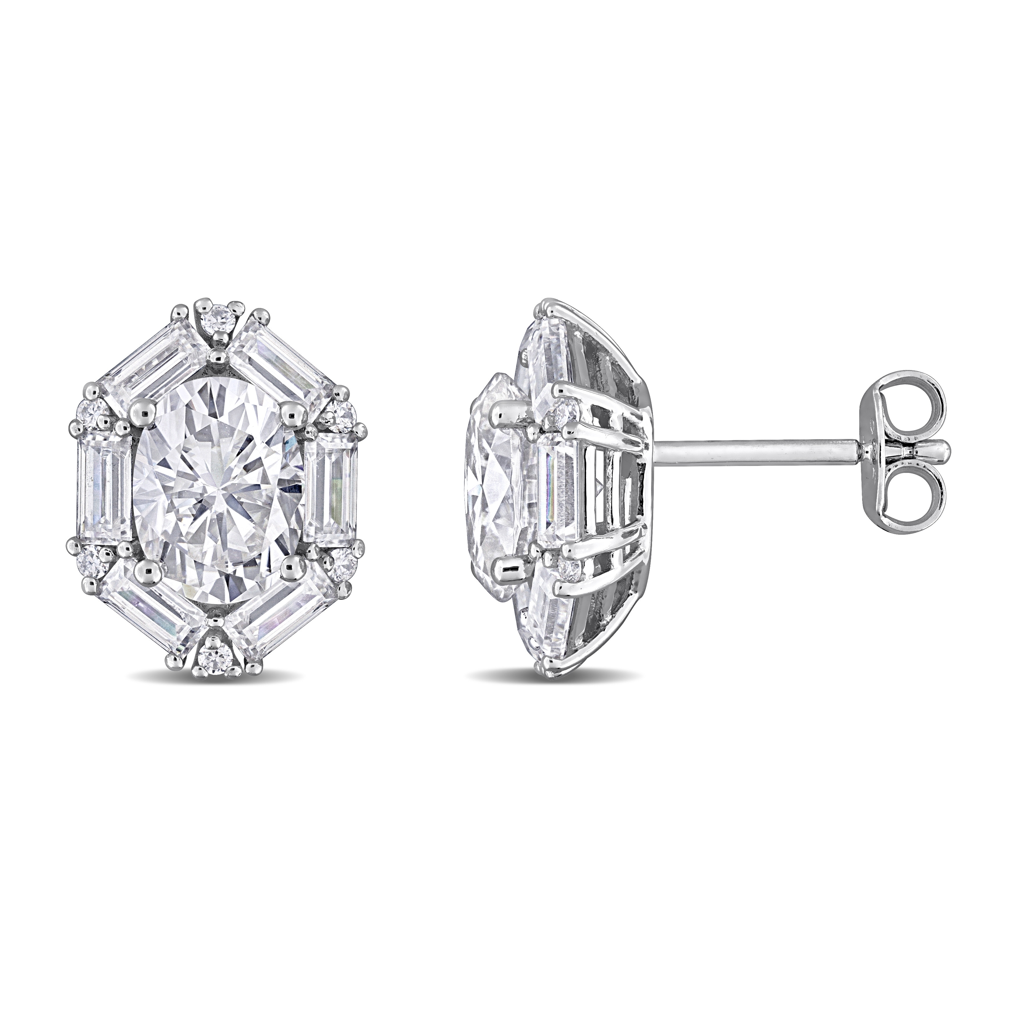 Miadora Oval Lab Created Moissanite Cluster Stud Earrings in Sterling Silver