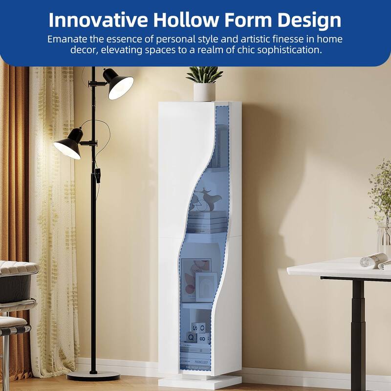 Moasis 50"H 4-Tier Rotating Bookcase Corner Bookshelf Narrow Shelf Storage Organizer