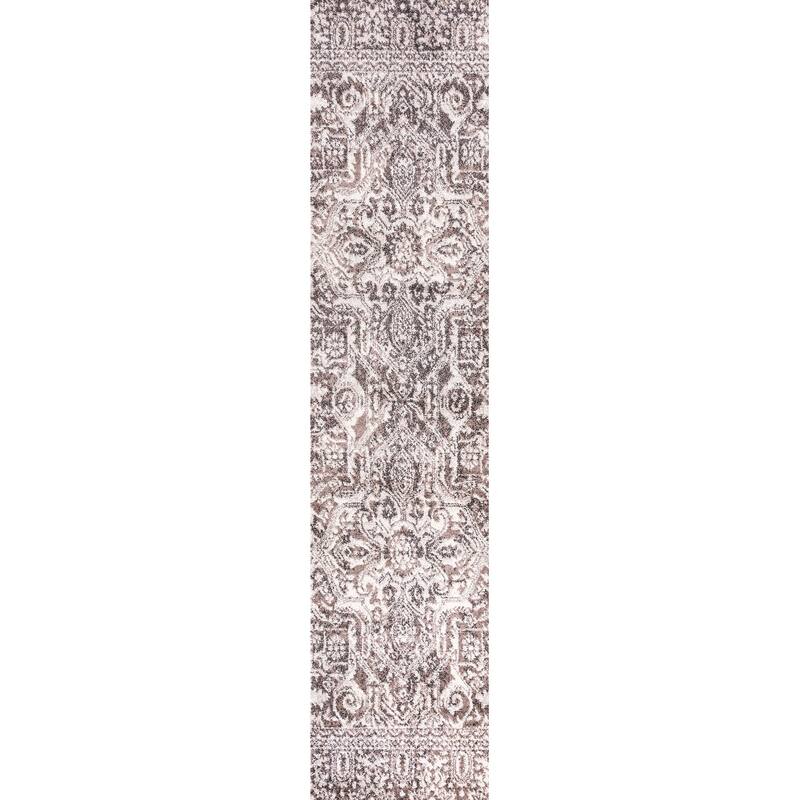JONATHAN Y Irving Grand Medallion Ornate Area Rug - 2 X 8 - Brown/Ivory