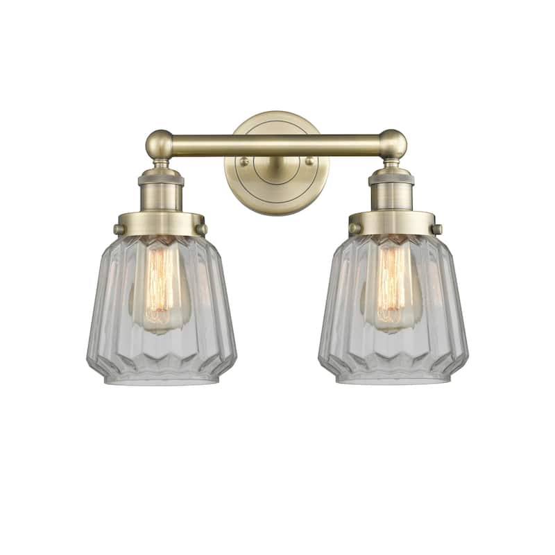 Innovations Lighting 616-2W-10-16 Chatham Vanity Chatham 2 Light 16" - Antique Brass / Clear