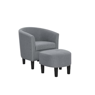Moss 25.5" Barrel Chair with Ottoman - 25" D x 25.5" W x 27" H
