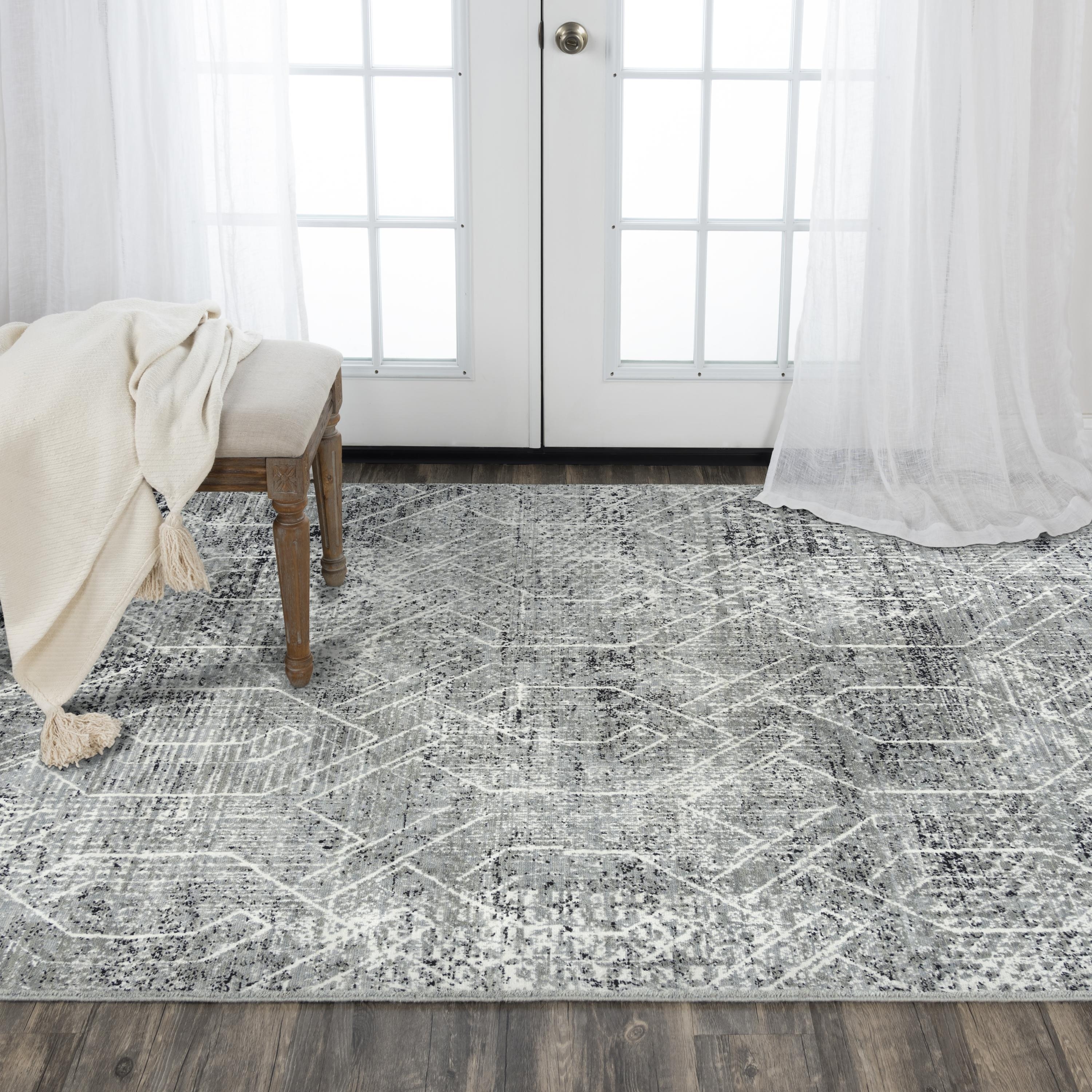 Alora Decor Aurora Black, Grey, and White Wool Blend Rug