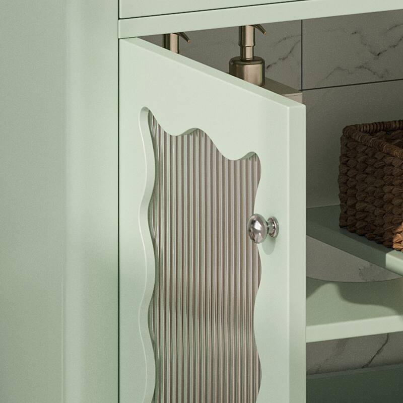 Christopher Knight Home - Alaric 31" Bathroom Vanity with Ceramic Sink and Tempered Glass Door