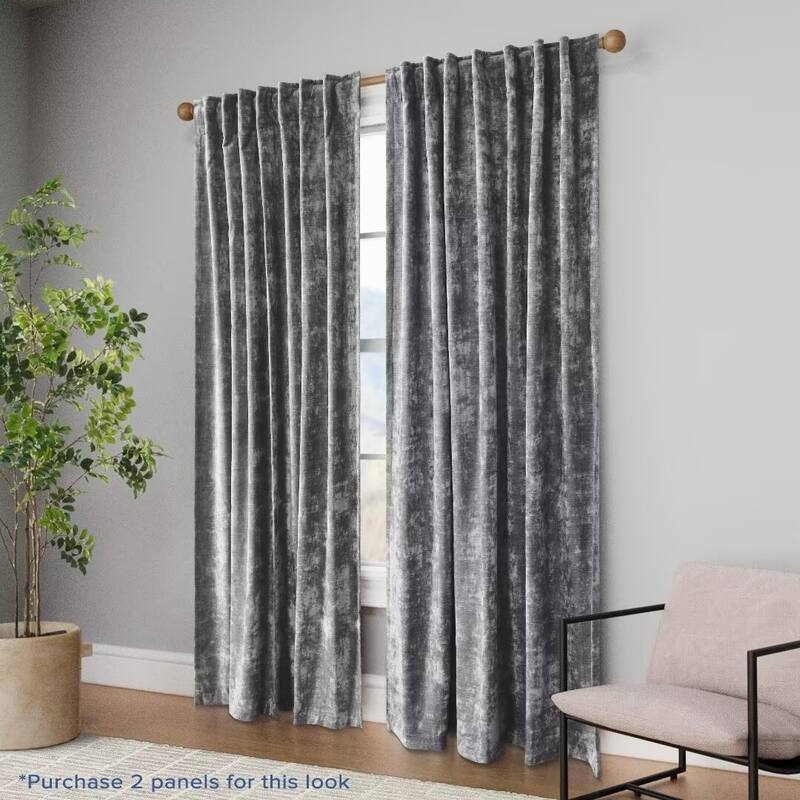 Texture Velvet Back Tab Room Darkening Single Panel