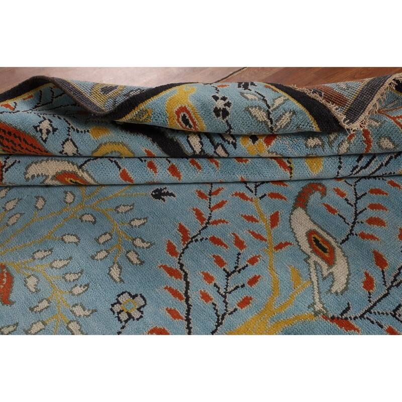 Animals Design Blue Ziegler Oriental Area Rug Hand-Knotted Wool Carpet - 7'10" X 10'0"