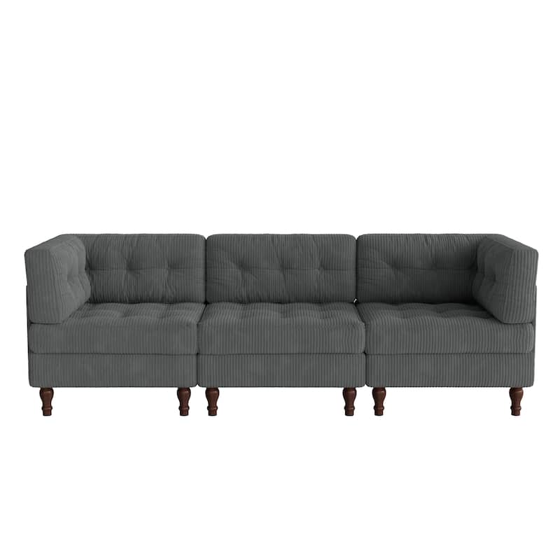 Oversized Modular Sectional Corduroy Fabric Tufted Sofa