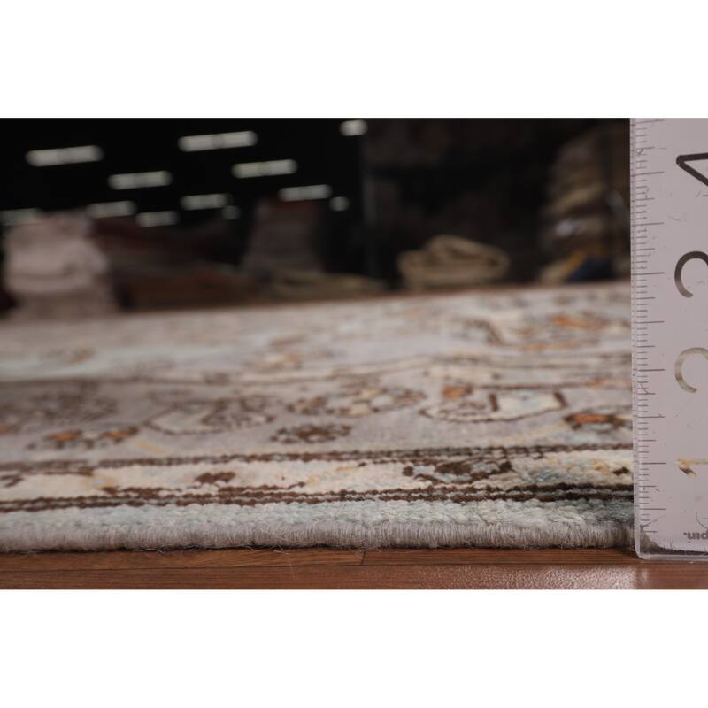 Light Blue Oushak Vegetable Dye Rug Hand-Knotted Oriental Wool Carpet - 8'5"x 10'2"