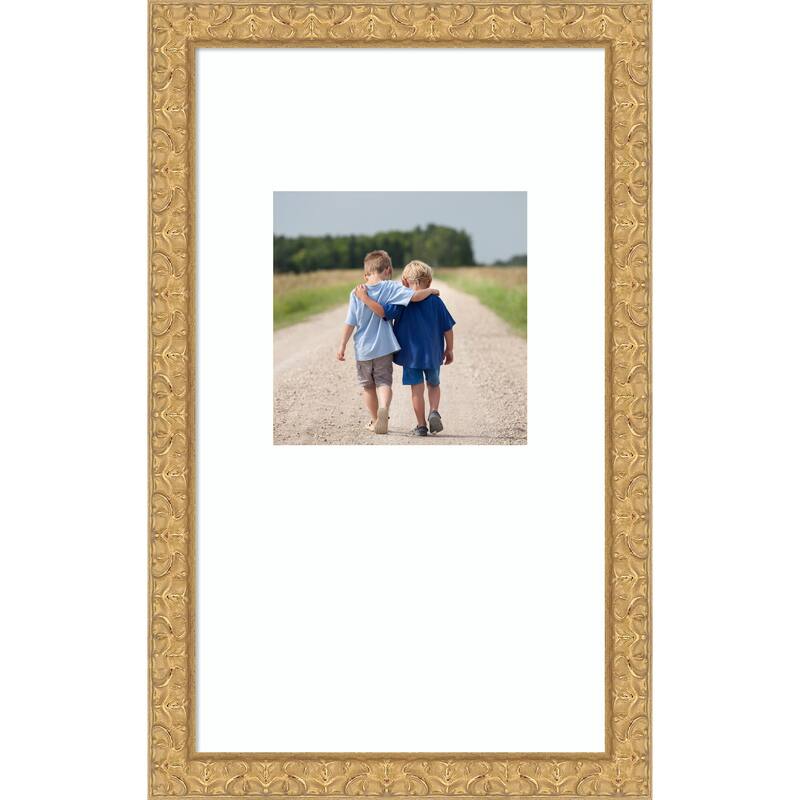 Lila Picture Frame, Photo Frame - 13x22 Matted White 8x8 - Lila Gold