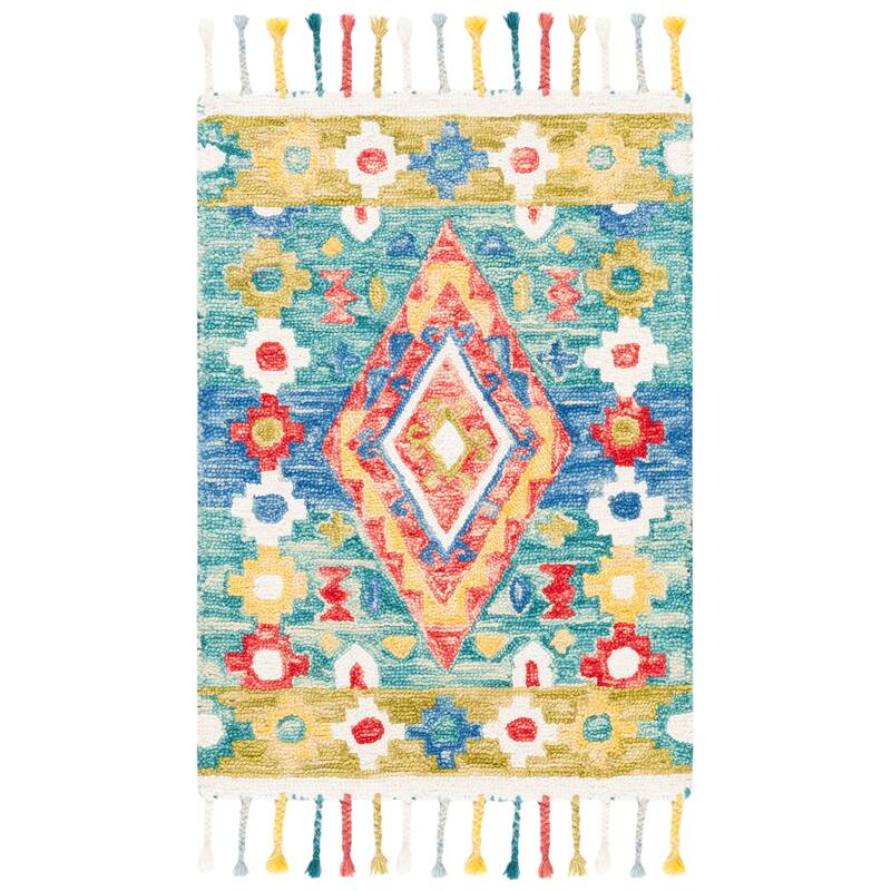 SAFAVIEH Handmade Aspen Impi & Eclectic Tribal Wool Rug - 2' x 3' - Green/Red
