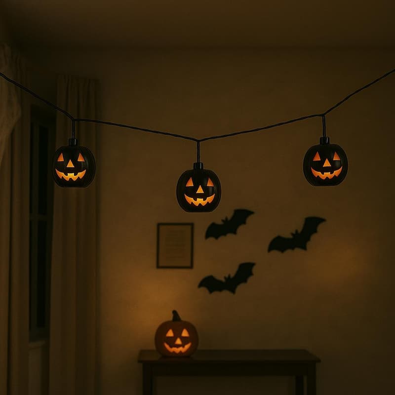 Halloween Pumpkin Jack-O-Lantern Light Up Garland