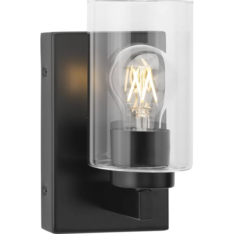 Goodwin Collection One-Light Matte Black Modern Vanity Light with Clear Glass - Small