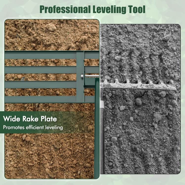 Heavy Duty Lawn Leveling Rake 46" x 10" Plate, 67" Anti-Slip Handle - 46" x 10"