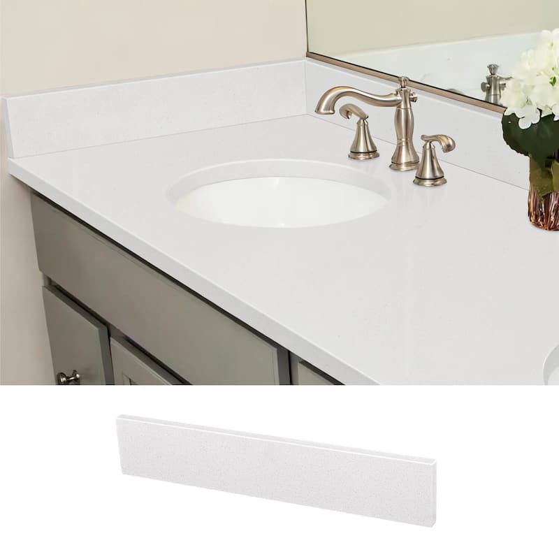 21 inch W Quartz White Stone Vanity Top Side Splash
