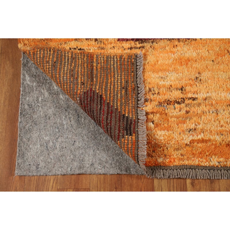 Orange Tribal Moroccan Oriental Rug Handmade Wool Carpet - 5'5" x 6'3"