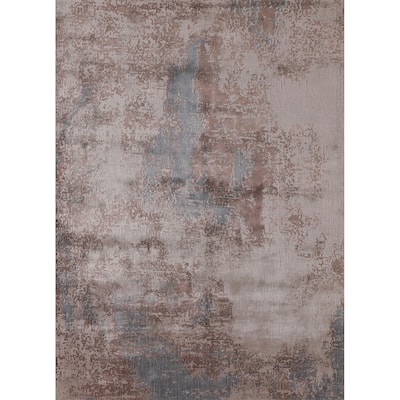 Abstract Modern Area Rug Hand-Knotted Wool Carpet - 5'3" x 6'10"