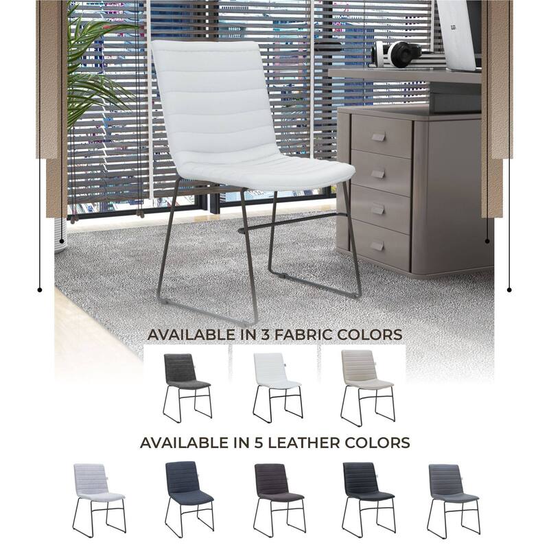 Zylar Modern Leather Guest Chair with Lumbar Support, Stainless Steel Base, High-Density Foam, Floor Protectors, 300 lb Capacity