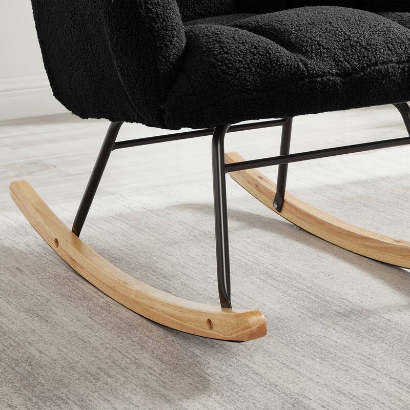 Anmytek Comfy Tufted Teddy Fabric Glider Rocking Chair