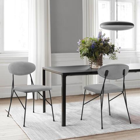 Alice Grey Velvet and Metal Dining Room Chairs - Set of 2