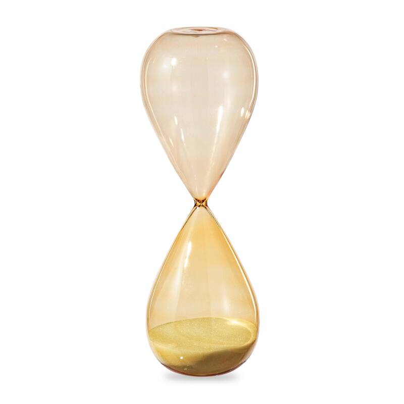 Glitzhome 13.5"H Double-layered Amber Hourglass with White Sand 30-Minute Sand Timers