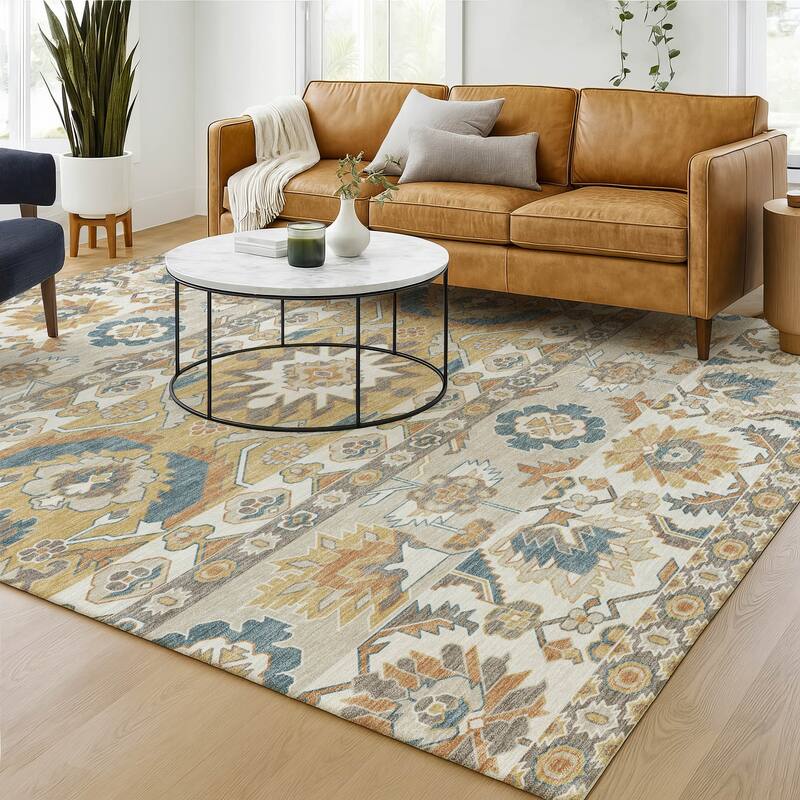 Machine Washable Indoor/ Outdoor Traditional Aspen Chantille Rug