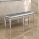 preview thumbnail 1 of 4, 60 Inch Sparkling Silver Grey Faux Leather Dining Bench with Wood Frame - 60 L x 17 W x 19 H Inches