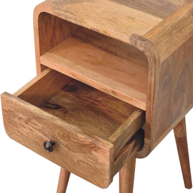 Artisan Furniture Solid Wood Mini Oakish Curve Open Nightstand
