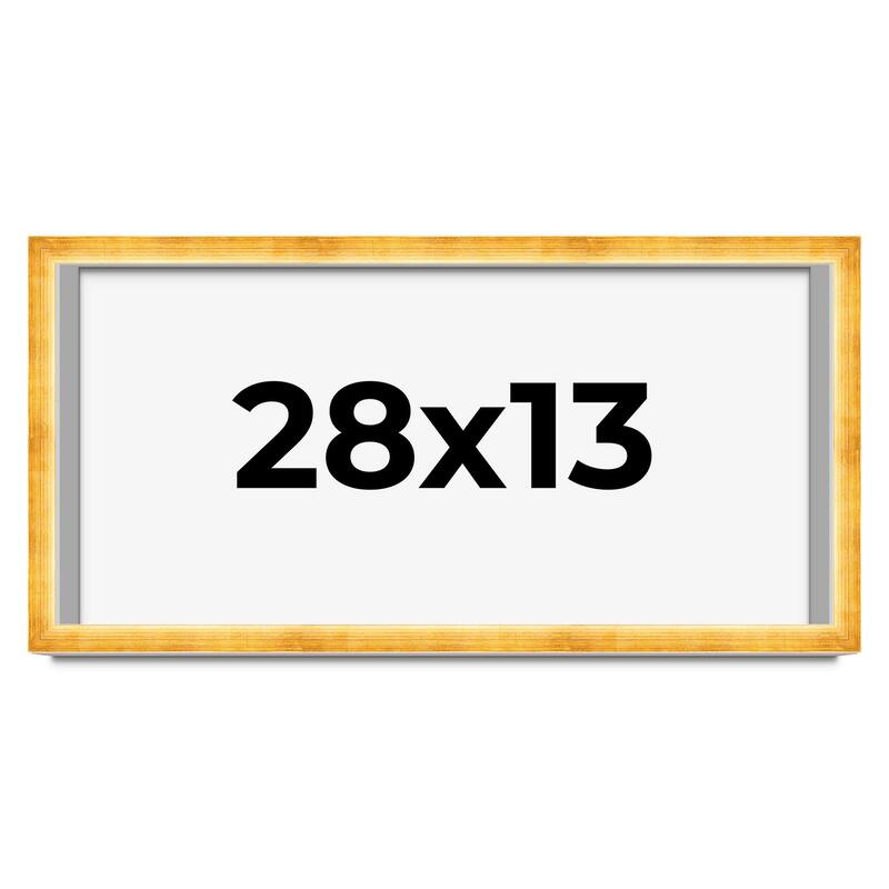 28x13 Shadow Box Frame Gold | 1.625 Inches Deep Real Wood Traditional