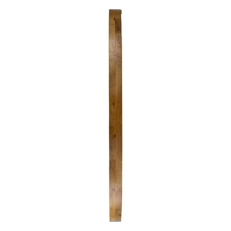 33 Inch Modern Accent Wall Mirror, Mountable Oval Wood Frame in Brown