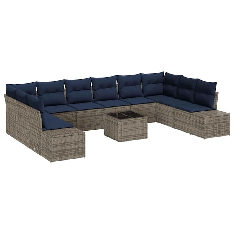 vidaXL 11 Piece Garden Sofa Set with Cushions - 135.4×82.3×27.2