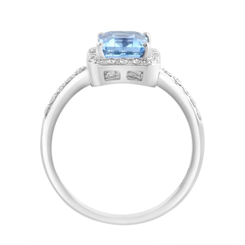 EFFY 14K Gold Diamond,Aquamarine Emerald Cut Ring