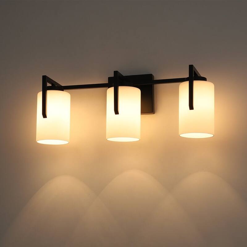Mid-Century 3-Light Cylinder Opal Glass Wall Sconce Vanity Light