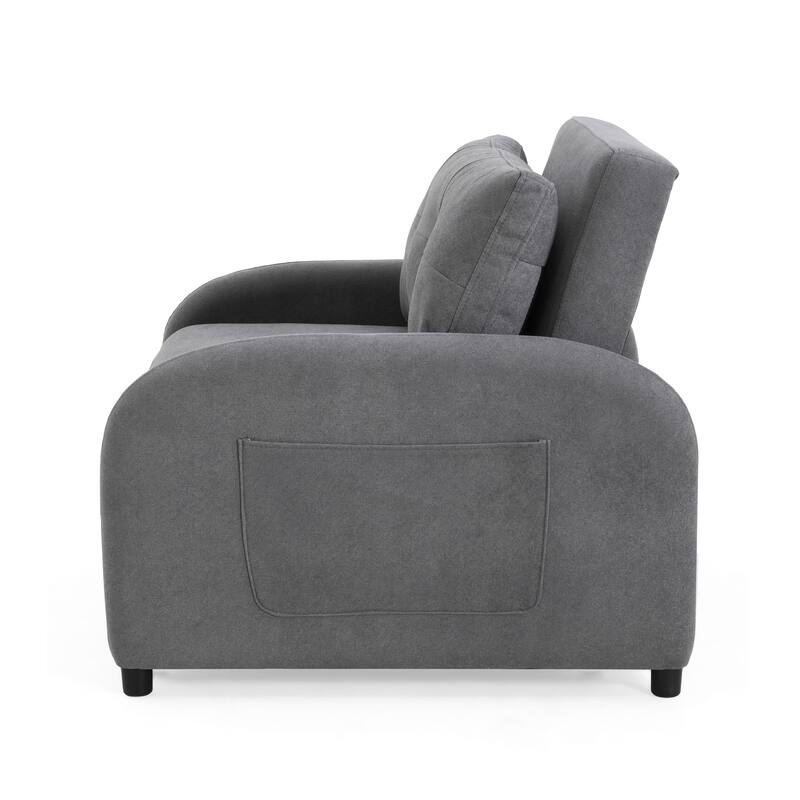 Cotton Linen 3-in-1 Sleeper Sofa Chair with Storage Pocket and Pillow