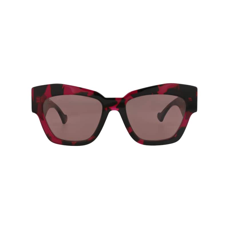 Gucci Cat Eye-Frame Recycled Acetate Sunglasses - Havana Havana Brown - Multi - Red Lens