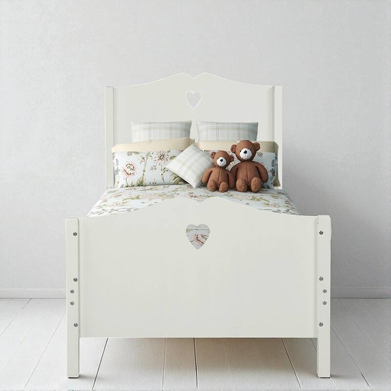 Twin Size Wood Platform Bed with Headboard and Footboard, Solid Pine Frame and Slat Support, No Box Spring