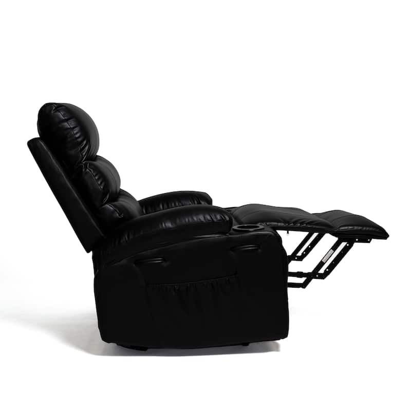 21"W Large Size Electric Power Lift Recliner,8 Point Vibration Massage And Lumber Heat,Remote Control,Side Pockets,Cup Holders