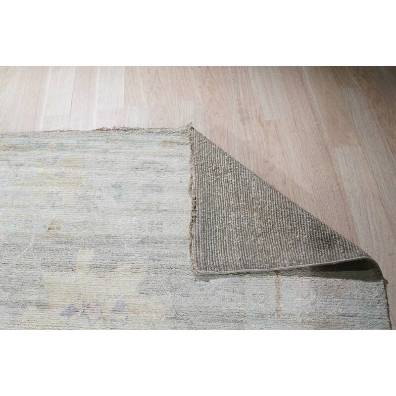 Hand-Knotted Natural Silk Light Fawn/Ivory Classic Floral Oushak Rug - Timeless Elegance and Luxurious Craftsmanship