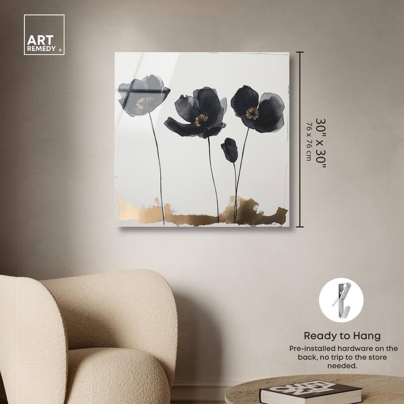 Nocturnal Flowers I Acrylic by Art Remedy, Ready to Hang