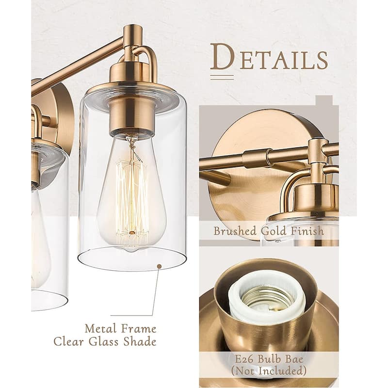 Bathroom Vanity Lights, Bathroom Wall Light Fixtures with Clear Glass Lampshade