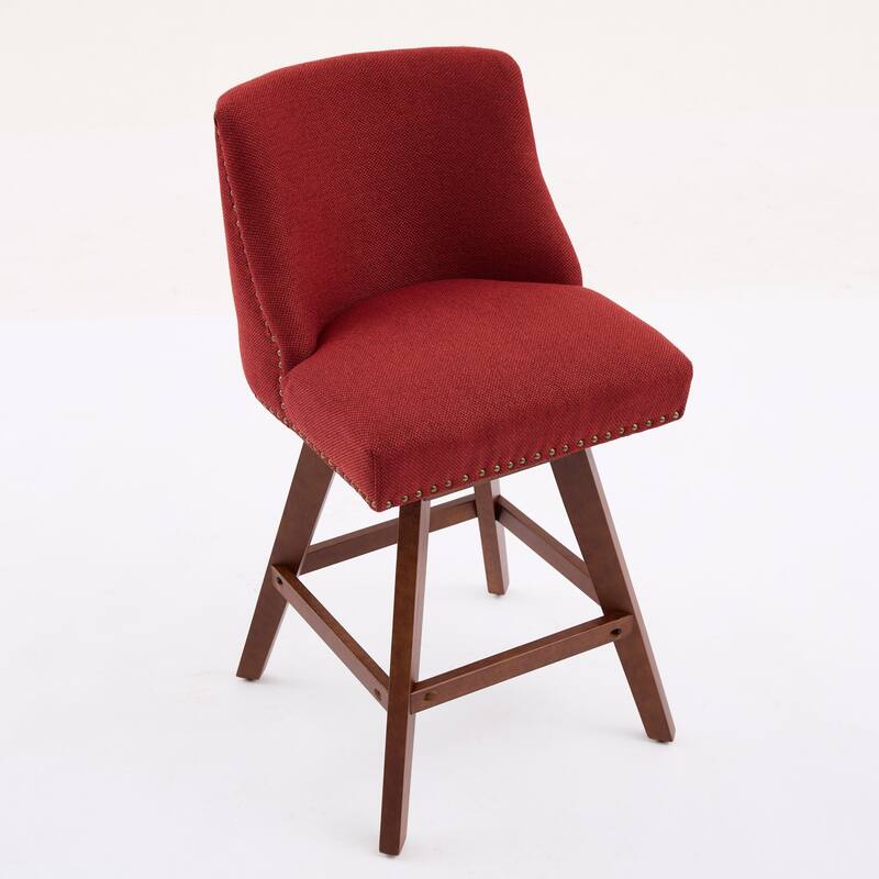 Roomfitters Counter Height Bar Stools Set of 2, 26'' Upholstered Swivel Dining Chairs with Curved Backrest