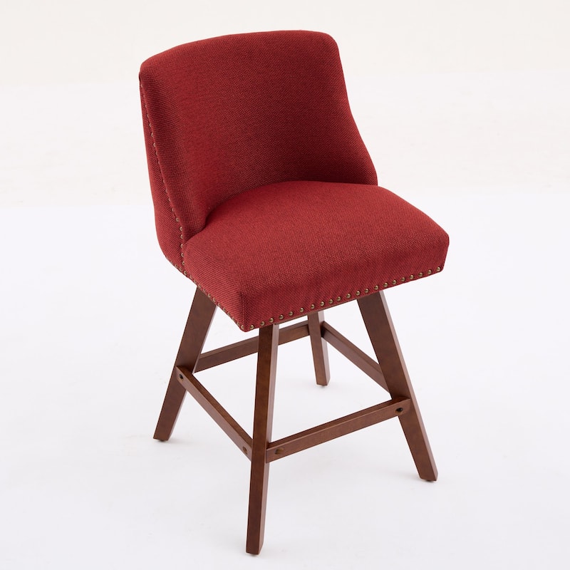 Upholstered Counter Height Swivel Barstools Side Chairs Set of 2