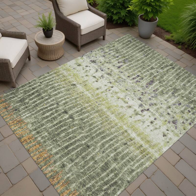 Machine Washable Indoor/ Outdoor Boho Modern Chantille Rug