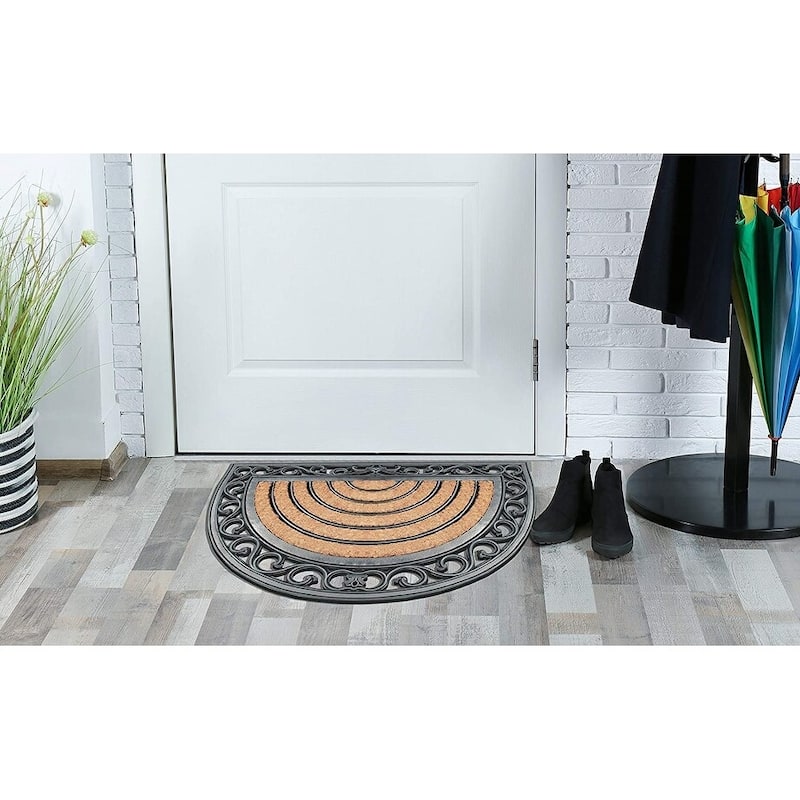 A1HC Hand-Crafted Elegant 18" x 30" Rubber Coir Door Mat