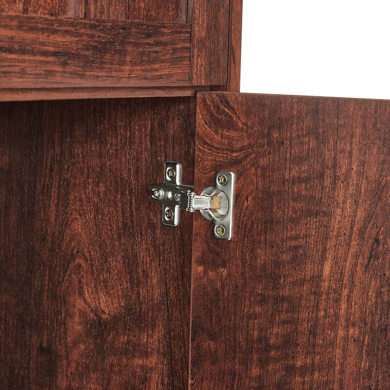 72.4" Tall Corner Storage Cabinet Walnut Sideboard with 4 Doors, Buffet Server Cabinet Accent Cabinet Pantry Cabinet